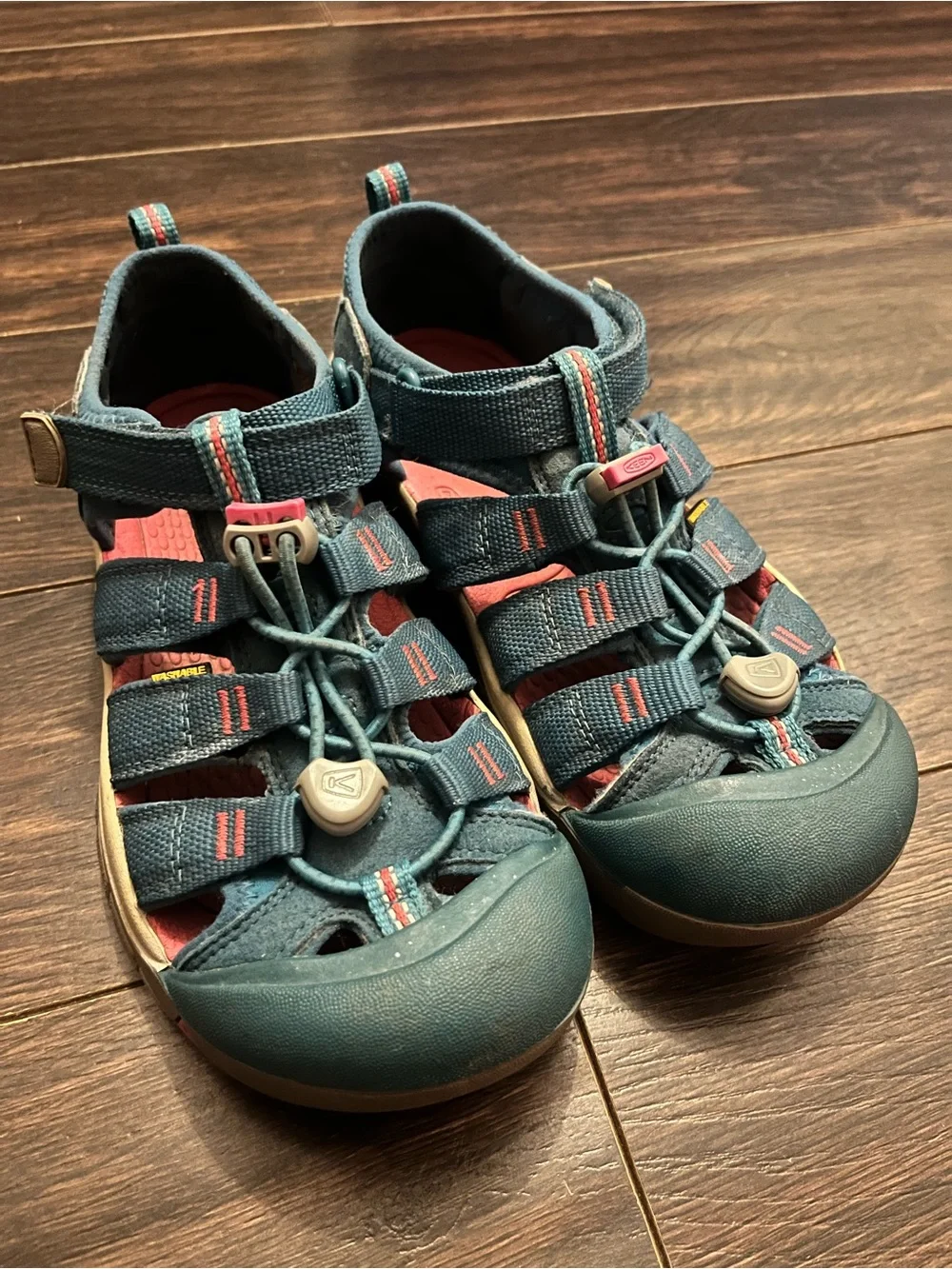 Keen Teal and Burgundy Kids Outdoor Sandals